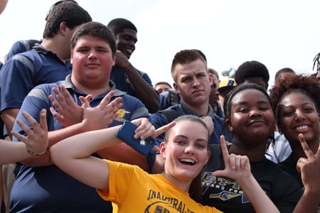 Battle seniors celebrate their new status at the beginning of the year assembly.