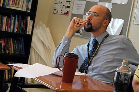 Mr. Soden invited Mr. Gopal in to talk to his Classical Ideals class.