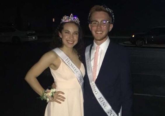 Homecoming king and queen at the homecoming dance