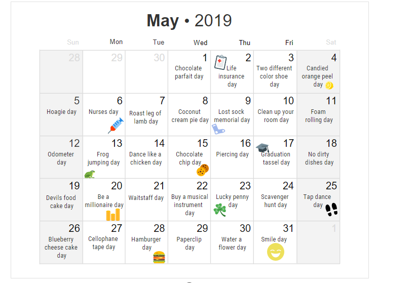 National Days in May Calendar The Spearhead