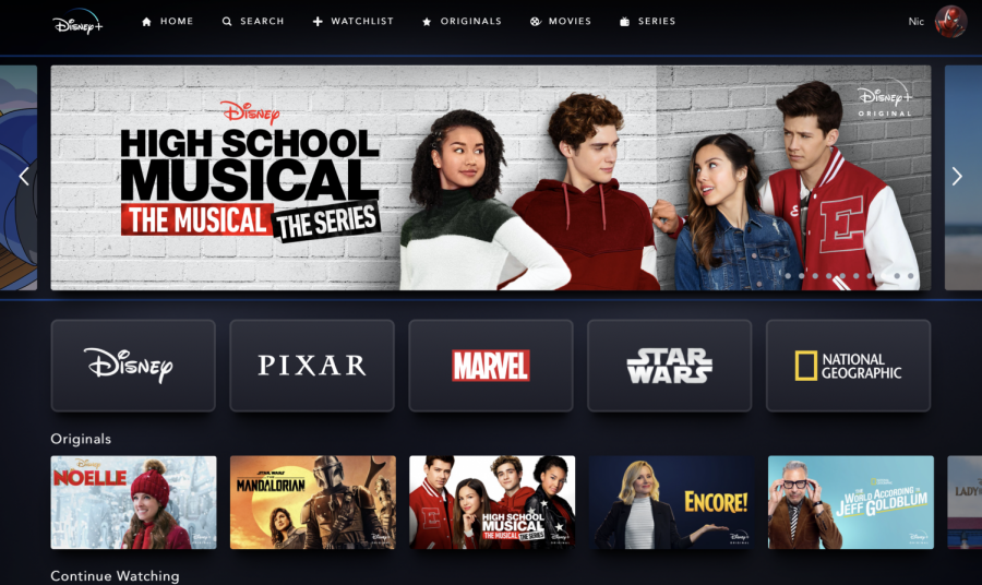This is the interface users are presented with when browsing content on Disney+
