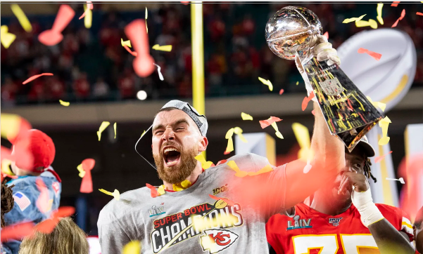 Kansas+City+Chiefs+Tight+End%2C+Travis+Kelce+%2887%29+after+Super+Bowl+54+between+the+Kansas+City+Chiefs+and+the+San+Francisco+49ers+on+February+2%2C+2020.+%28Matt+Starkey%29+Photo+provided+by+Chiefs+media+page.