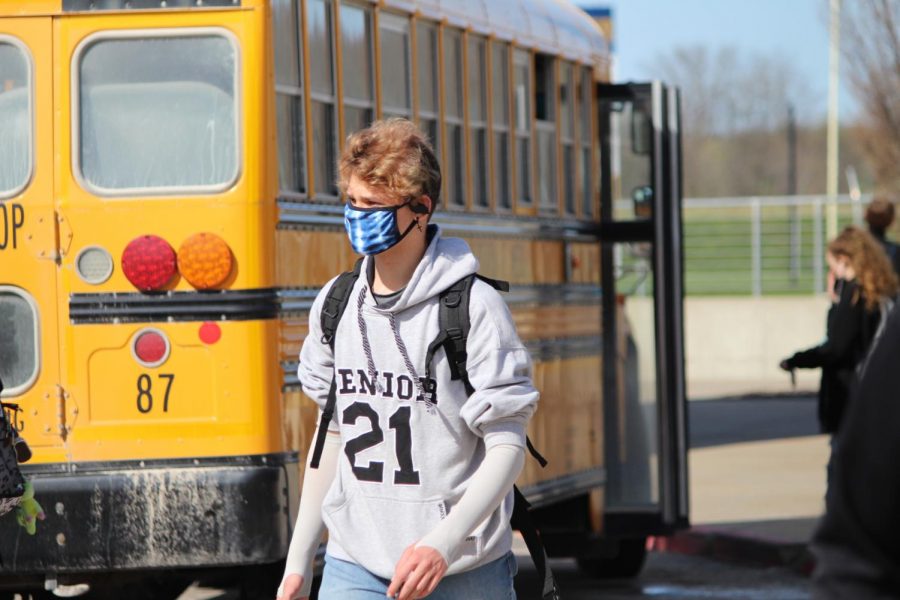 Scott Nesbit walks out of school at the end of the day.