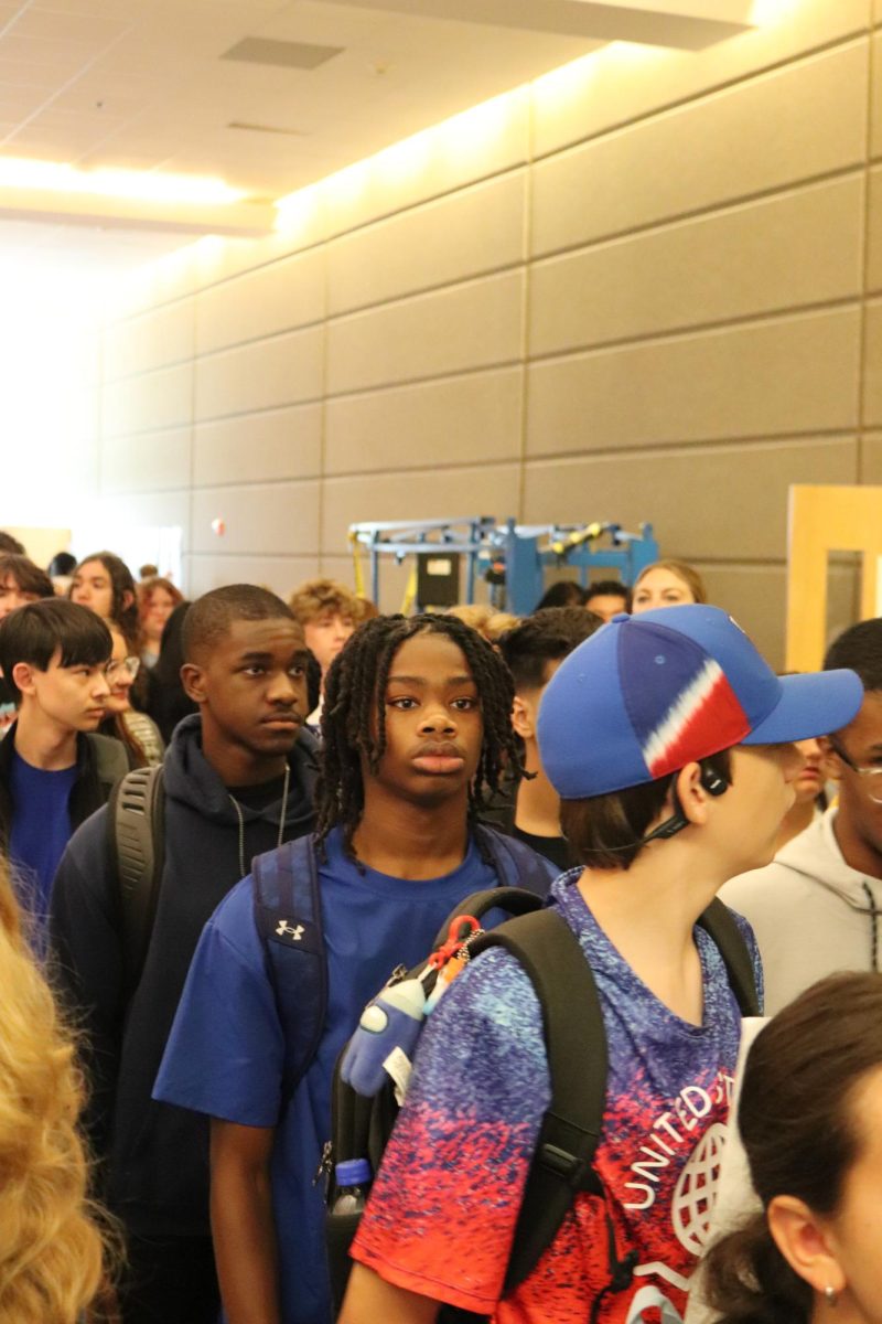 Freshman walk through the hallways to find their classes. Before the first day of school freshman participated in a Jump Start Day full of games, activities, and tours around the school.